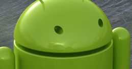 Green Android mascot with antennae standing on a textured surface, symbolizing the Android operating system.