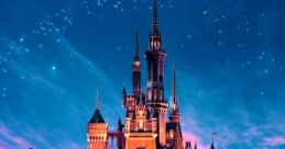 Enchanting Disney castle backdrop with shimmering stars, capturing the magic of Disney. Perfect for dreamers and storytellers.