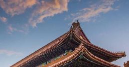 Ancient Chinese architecture showcasing vibrant colors and intricate detailing against a dramatic sky in Beijing.