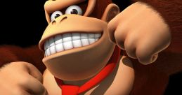 Strong and determined Donkey Kong flexes muscles, showcasing his iconic red tie, ready for adventure in the jungle.