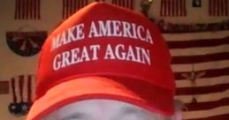 Trumpster Bob in a red "Make America Great Again" hat, making a humorous statement about beliefs and identity.