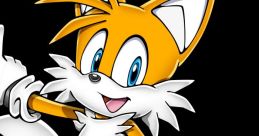 Cheerful Tails character from Sonic, showcasing his bright orange fur and two fluffy tails, ready for an adventure.