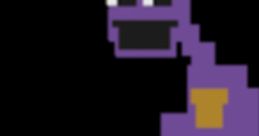 Purple pixelated character with a mischievous expression, conveying a playful and cool vibe in retro gaming style.