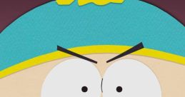 Cartman looking angry with a messy face in a humorous scene from South Park, highlighting the show's iconic comedic style.