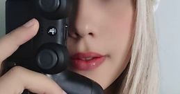 Gamer girl with PS4 controller, showcasing a fun expression and stylish look, perfect for the PS4 Gamer Girl MEME trend.