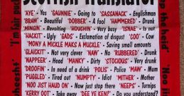 Scottish Translator chart showing unique Scottish slang, phrases, and their meanings for understanding the Scottish accent.