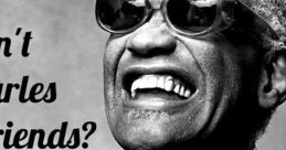 Ray Charles smiling widely with sunglasses, embodying joy and humor in a vintage black and white style. Perfect for FunnyJoke.