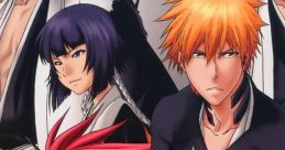 Bleach anime characters Ichigo, Renji, and others in striking poses, showcasing their unique styles and teamwork.