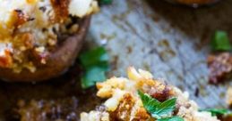 Savory stuffed mushrooms topped with crispy breadcrumbs, a perfect dish to complement "All Hail the Gravy" recipes.