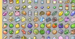 Object icons from Pokémon Emerald for Game Boy Advance, featuring various items, berries, and collectibles essential for gameplay.