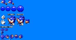 Sonic Spinball sprite sheet featuring various Sonic animations and effects from the Genesis, 32X, and SCD versions.