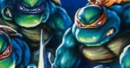 Teenage Mutant Ninja Turtles ready for action in "The Hyperstone Heist" featuring vibrant city skyline and weapons.