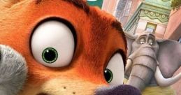 Nick Wilde looks shocked in a vibrant scene filled with Zootopia characters, showcasing the film's humor and diversity.