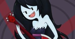 Marceline the Vampire Queen rocks out on her red guitar, showcasing her iconic style and love for music.