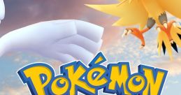 Pokémon Go logo featuring iconic Pokémon including Mewtwo, Zapdos, and Moltres against a colorful sky backdrop.