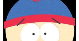 Stan Marsh from South Park, wearing a blue hat and red jacket, smiling cheerfully against a black background.