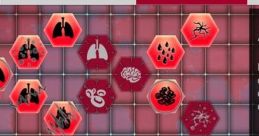 Transmission and symptoms interface from Plague Inc., showcasing various disease effects and their infectivity and severity levels.