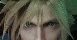 Cloud Strife from Final Fantasy VII Remake, showcasing intense expression and iconic spiky blond hair on PlayStation 4.