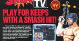 Smash T.V. arcade game poster highlighting gameplay, features, and retro graphics from the iconic 1990s title.