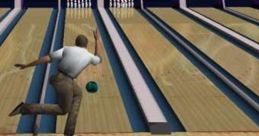 Bowler in AMF Bowling 2004 prepares to roll a bowling ball down the lane, showcasing gameplay on Xbox.