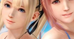 Nyotengu and Marie Rose from Dead or Alive Xtreme 3: Scarlet showcase vibrant beachwear in a tropical setting.