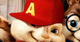 Alvin from Alvin and the Chipmunks wears a red cap and hoodie, showcasing his playful personality alongside friends.