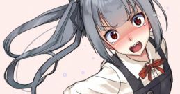 Cheerful anime character with gray hair, wearing a school uniform, playfully posing with a mischievous expression.