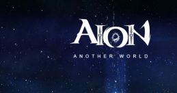 Aion: Another World logo with a cosmic landscape, showcasing vibrant colors and mysterious celestial bodies in space.