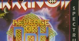 Arkanoid: Revenge of DOH cover for ZX Spectrum 128 featuring vibrant graphics and iconic gameplay elements.