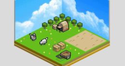 Colorful pixel art scene from BOXLIFE game featuring a character, sheep, and farming elements. Perfect for gamers.