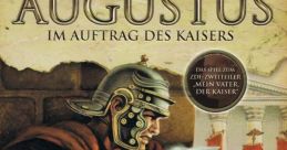 Cover art for "Augustus: Im Auftrag des Kaisers," featuring a Roman soldier with sword in a historical setting.