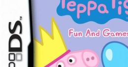 Peppa Pig: Fun and Games Nintendo DS cover featuring Peppa in a crown and colorful background with a birthday cake.