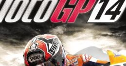 Action-packed MotoGP 14 cover showcasing top motorcycle racers battling on the track with vibrant bike graphics.