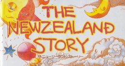 Colorful cover of "The New Zealand Story" featuring Kiwi character and whimsical characters in a vibrant setting.