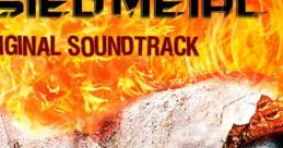 Twisted Metal Original Soundtrack cover art featuring a menacing clown face amidst fiery background elements.