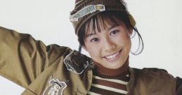 Cheerful girl in striped outfit promoting "LOVE SONG 探して" from Dragon Quest II, conveying joy and nostalgia.