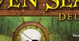 Seven Seas Deluxe game logo featuring a pirate skull and ship wheel, inviting players to register and start their adventure.