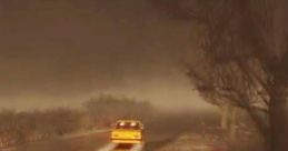 Mysterious scene from the Beware Game, featuring a yellow car on a foggy road, enhancing the eerie gaming atmosphere.