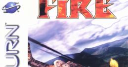 Black Fire game cover featuring a helicopter in action, showcasing intense combat and dynamic visuals on Sega Saturn.