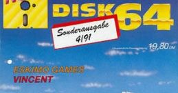 Cover of "Golden Disk 64" featuring Eskimo Games, showcasing characters building igloos and playing in a snowy landscape.