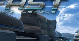 Futuristic track scenery from FAST Racing League (WiiWare) featuring sleek designs and vibrant colors, enhancing gameplay experience.