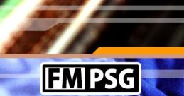 FMPSG001 promotional graphic featuring vibrant design elements and branding for the video game FM PSG.