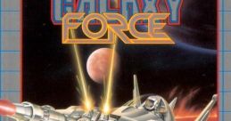 Cover art for Galaxy Force, a classic Sega Master System video game featuring a futuristic spaceship and vibrant space backdrop.