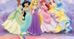 Disney Princess characters gather in a colorful background, inviting players to start an enchanting adventure in the game.