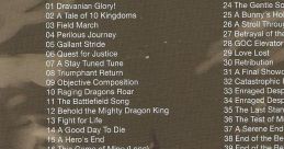 Tracklist of the "Generation of Chaos" soundtrack featuring titles from the game’s epic musical journey.