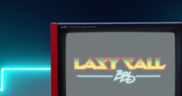 Colorful retro computer showcasing original soundtrack for Last Call BBS by Matthew S. Burns, featuring vintage game design.