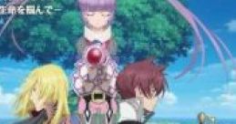 Characters from "Tales of Graces Vol. 4" pose together amidst a colorful landscape, showcasing a fantasy adventure theme.