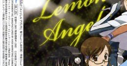 Lemon Angel Project OP Single featuring Tomo, Saya, and Miki in vibrant costumes, promoting "Angel addict" theme.