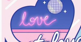 Neon "love" sign and retro car in vibrant artwork inspired by Nostalovegia video game aesthetics. Perfect for nostalgic vibes.