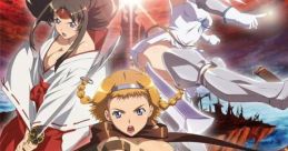 Action-packed scene from "Queen's Blade - Spiral Chaos" featuring fierce warriors in dynamic poses, vibrant anime artwork.